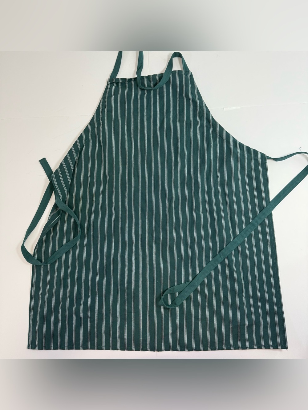 Harbor Bay Green Striped Kitchen Apron 100% Cotton